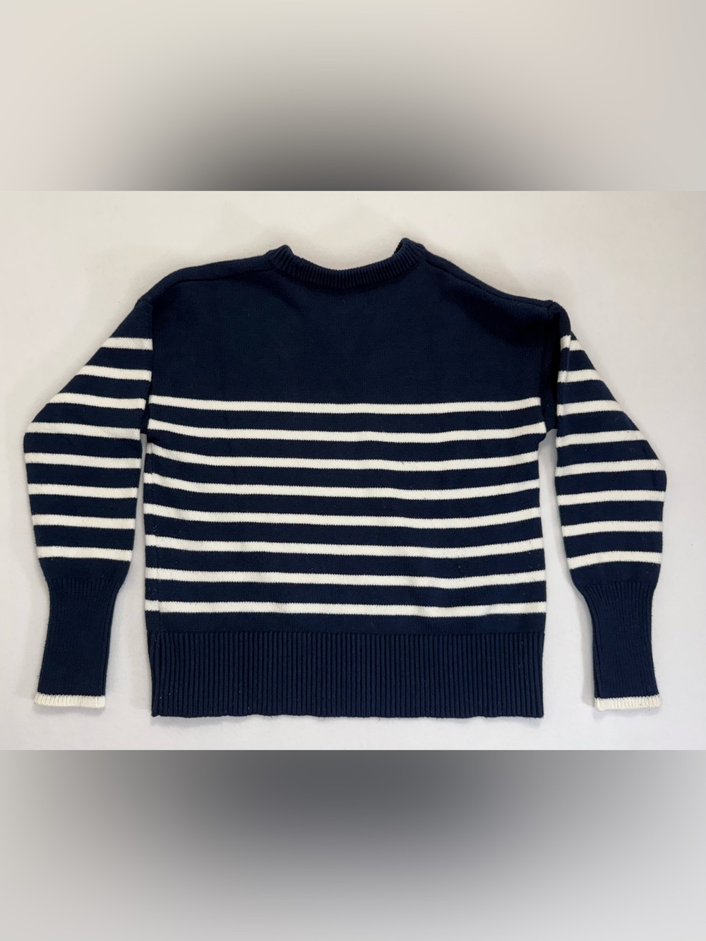 Philosophy Preppy Coastal Grandma Nautical Striped Sweater Navy White Old Money